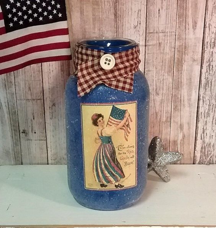 Patriotic Bottle or Jar