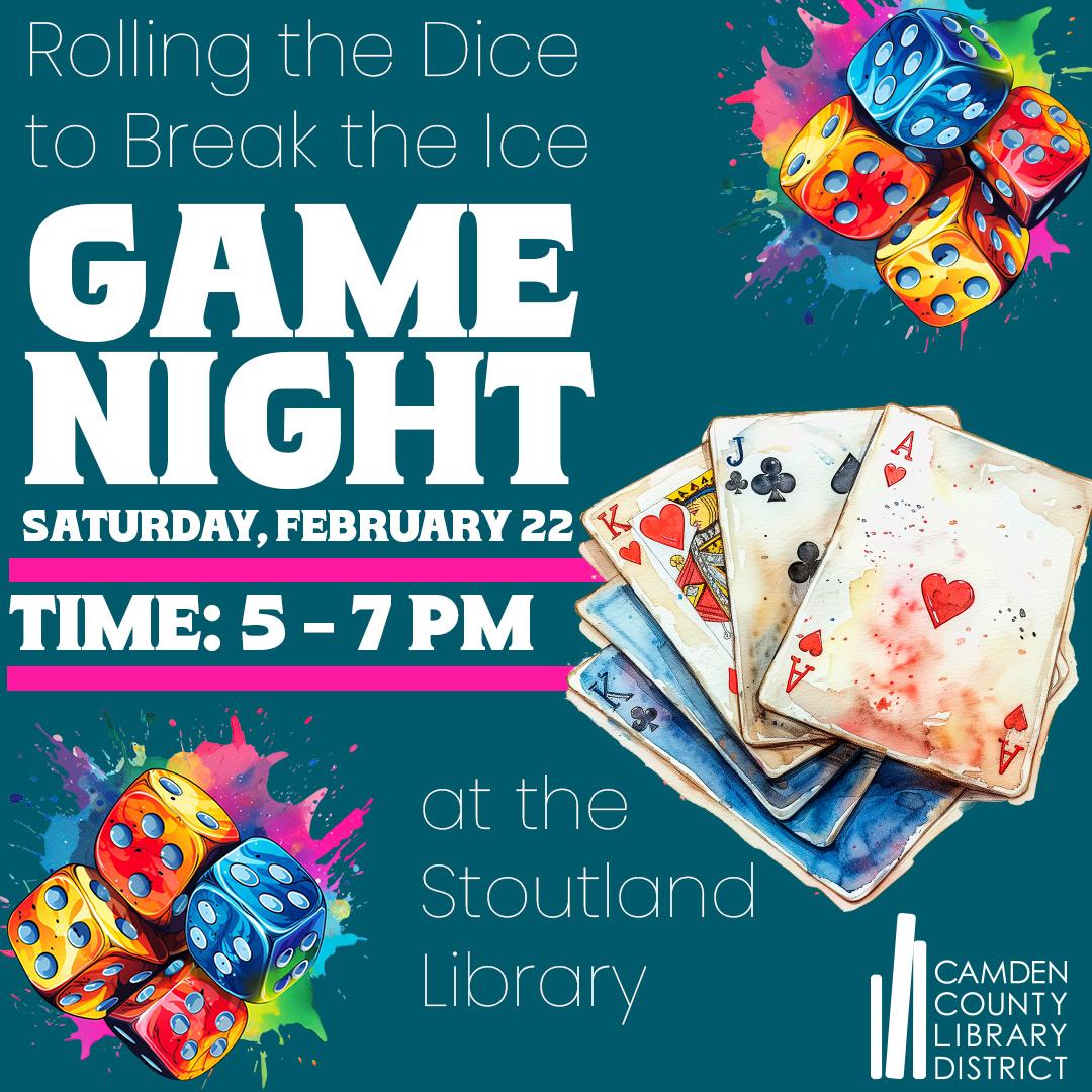 Watercolor dice and playing cards on a teal background